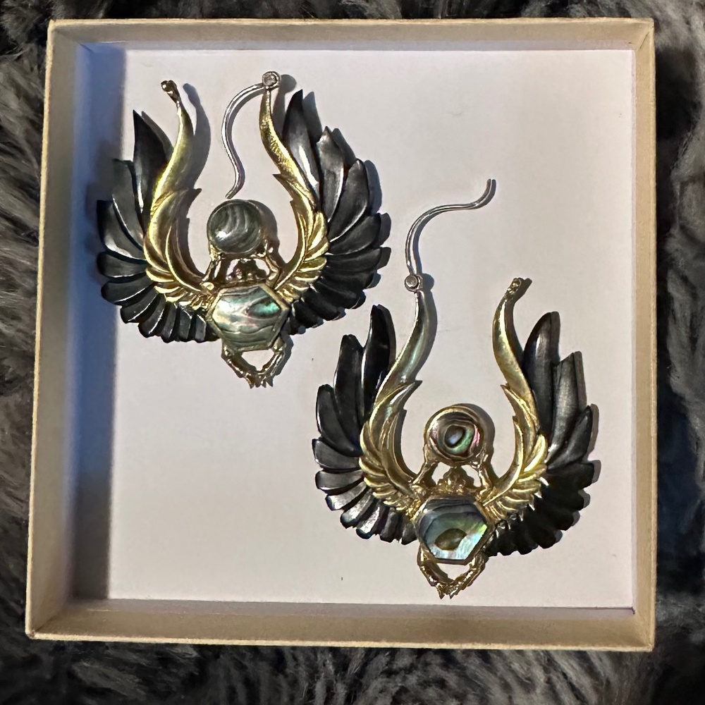 Scarab Egyptian style abalone earrings